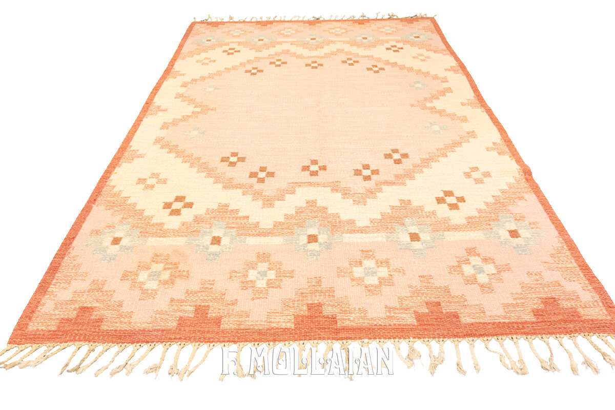 Tapis Kilim Suédois Rollakan Rose Couleur n°:953714